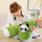 Panda Plush Toy Holding Bamboo - Bamboo Tube Packaging Stuffed Animal Pillow - Image 2