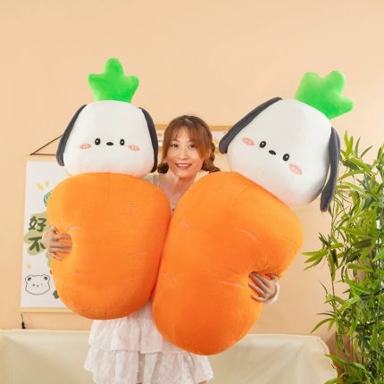 Creative Carrot Plush Toy & Pochacco Dog Set - Big Eared Dog Stuffed Animal Carrot Pochacco Pillow Doll